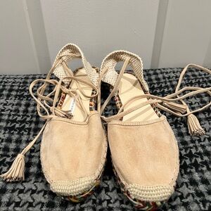 Jcrew Beige Espadrille Flats with Tassel Ties